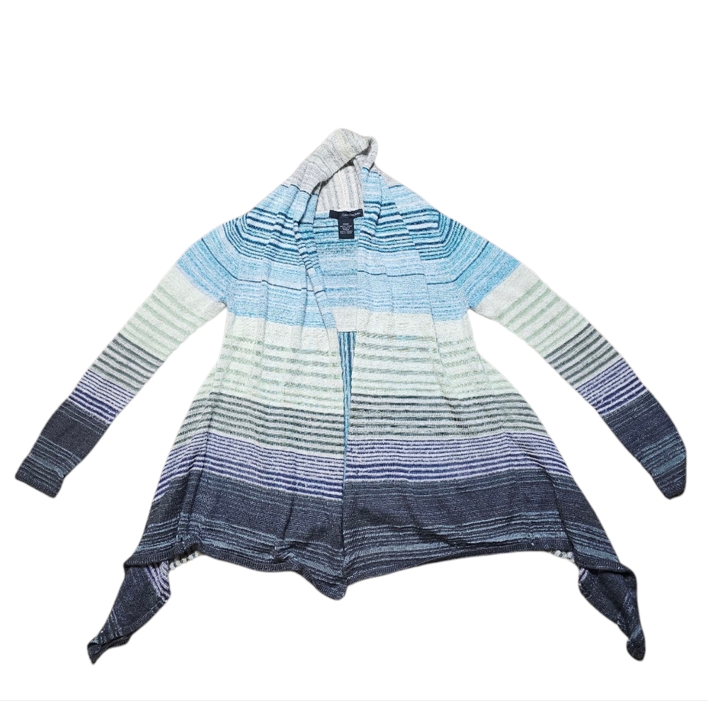 Calvin Klein Jeans Blue and Gray Knit Cardigan